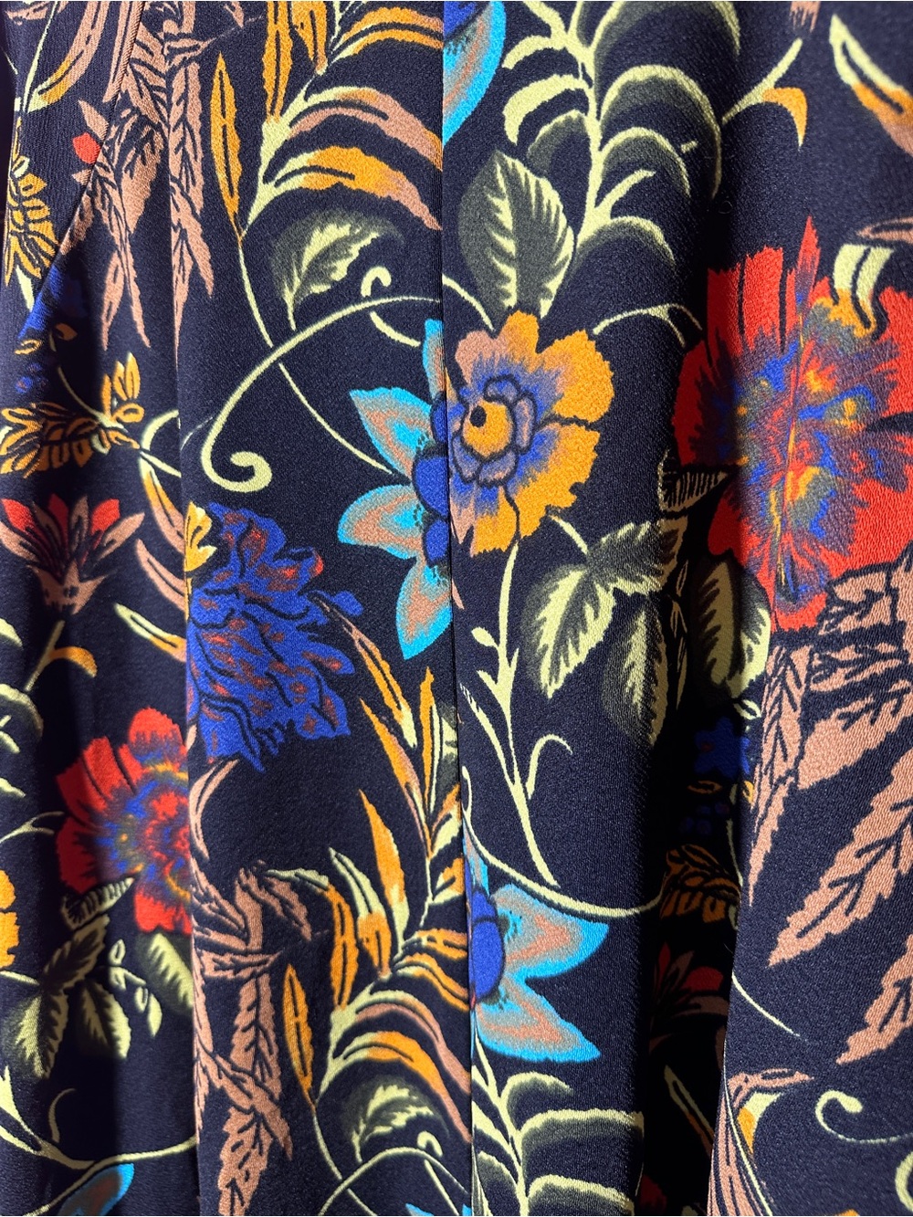 AX Paris Black Floral Midi Dress with Blue, Red, Orange Accents - Picture 3 of 5